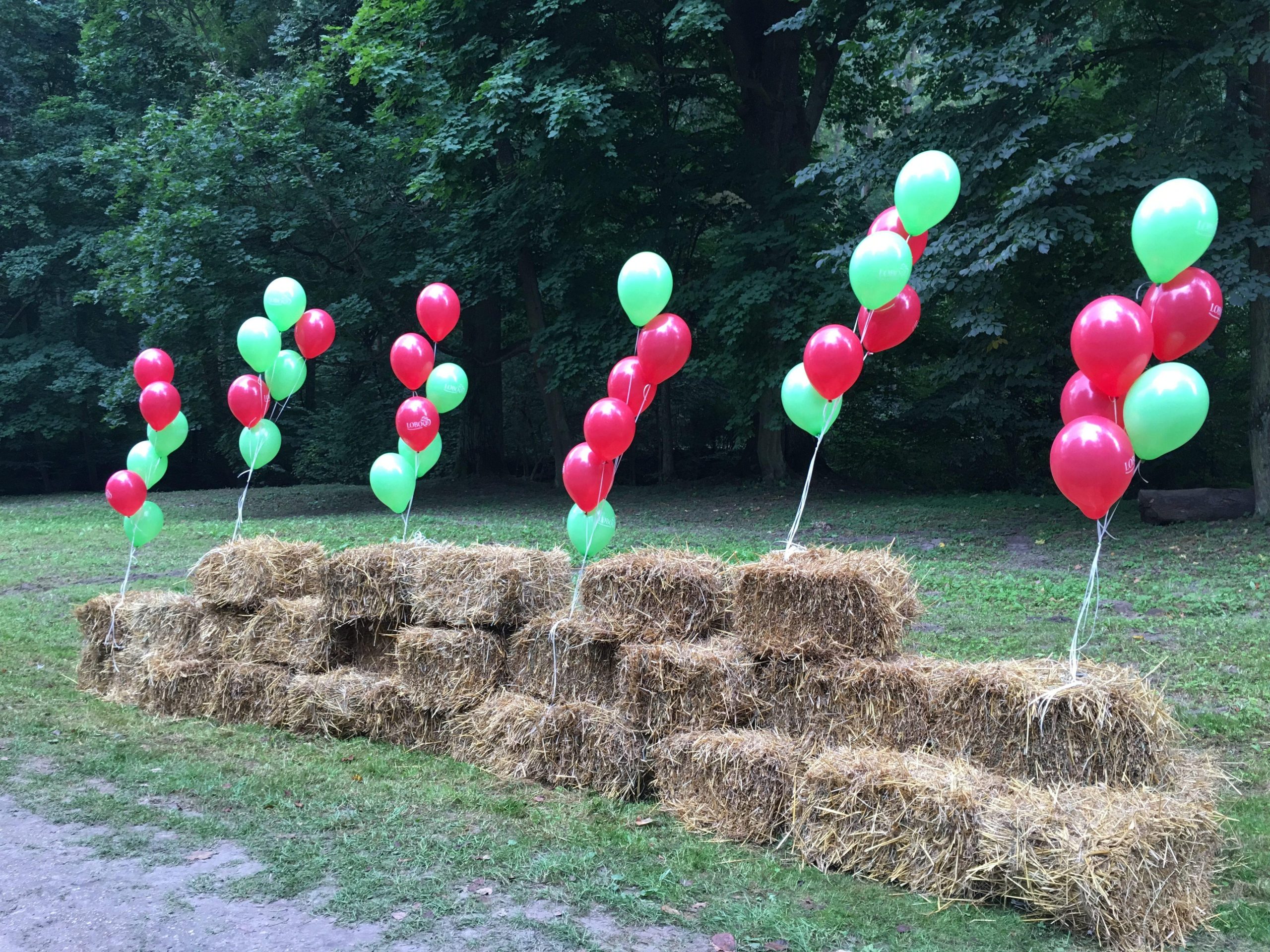 kiście z balonów z helem oznaczają miejsce imprezy