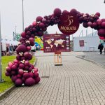 dekoracja plenerowa pikniku firmowego dla Mokate - brama balonowa